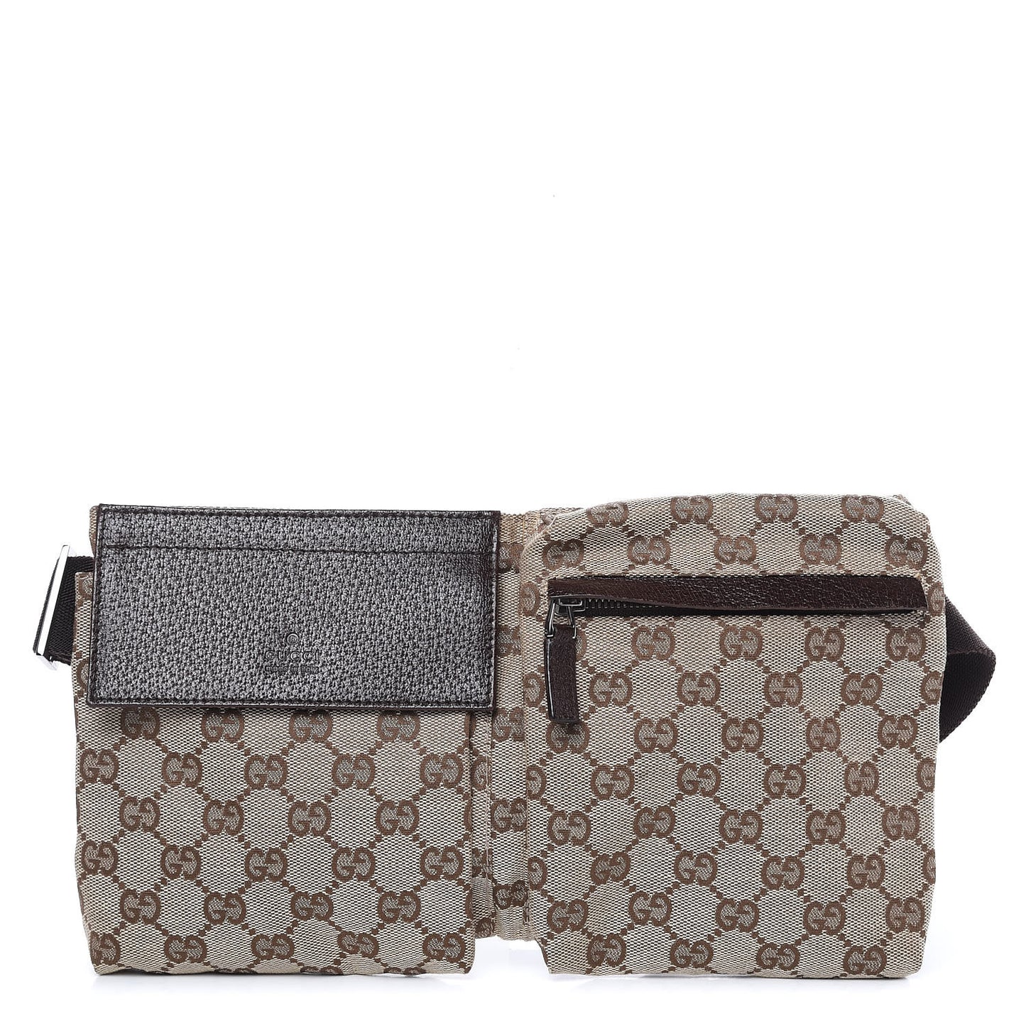 GG Monogram Double Pocket Belt Bag Dark Brown