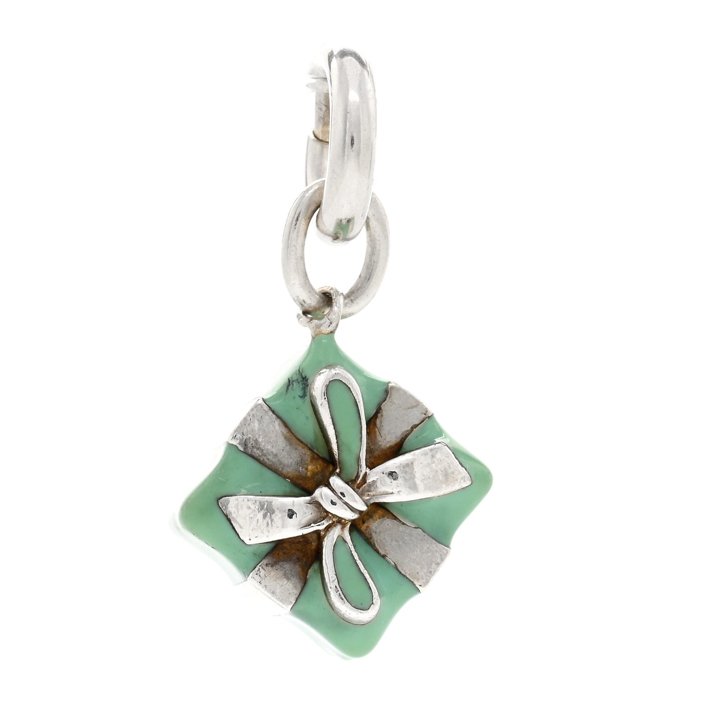 Sterling Silver Enamel Gift Box Charm Blue