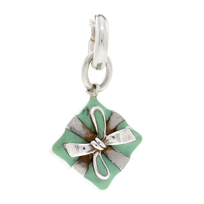 Tiffany Sterling Silver Enamel Gift Box Charm Blue 1 of 3