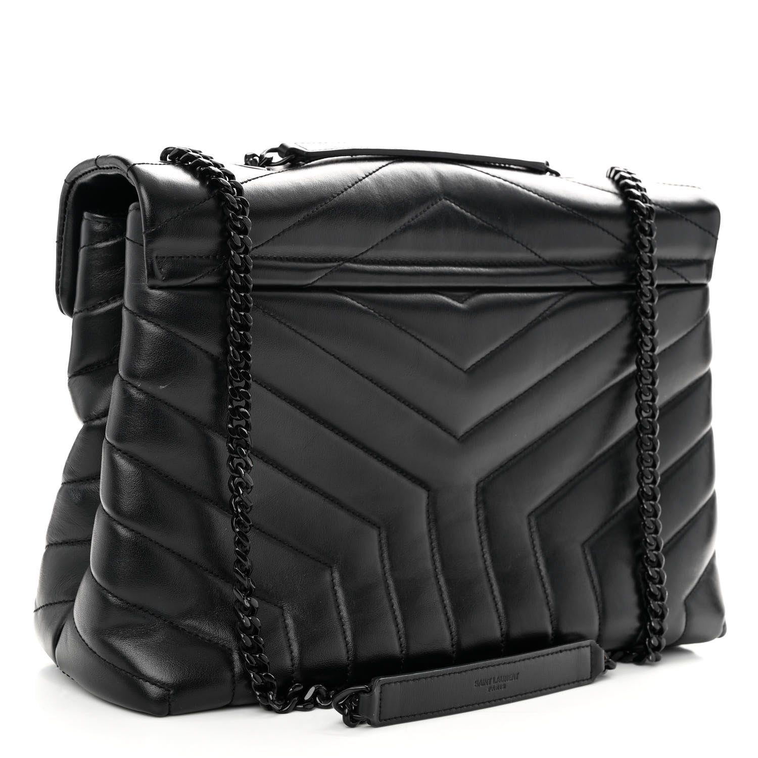 Saint Laurent Calfskin Y Quilted Monogram Monochrome Medium Loulou Chain Satchel Black 3 of 9