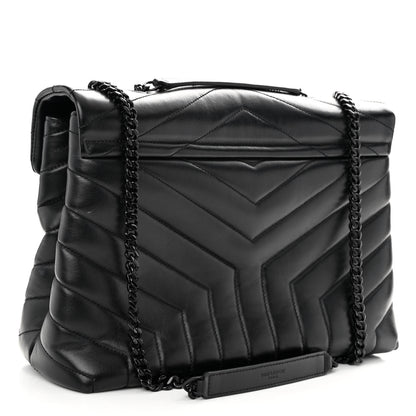 Saint Laurent Calfskin Y Quilted Monogram Monochrome Medium Loulou Chain Satchel Black 3 of 9