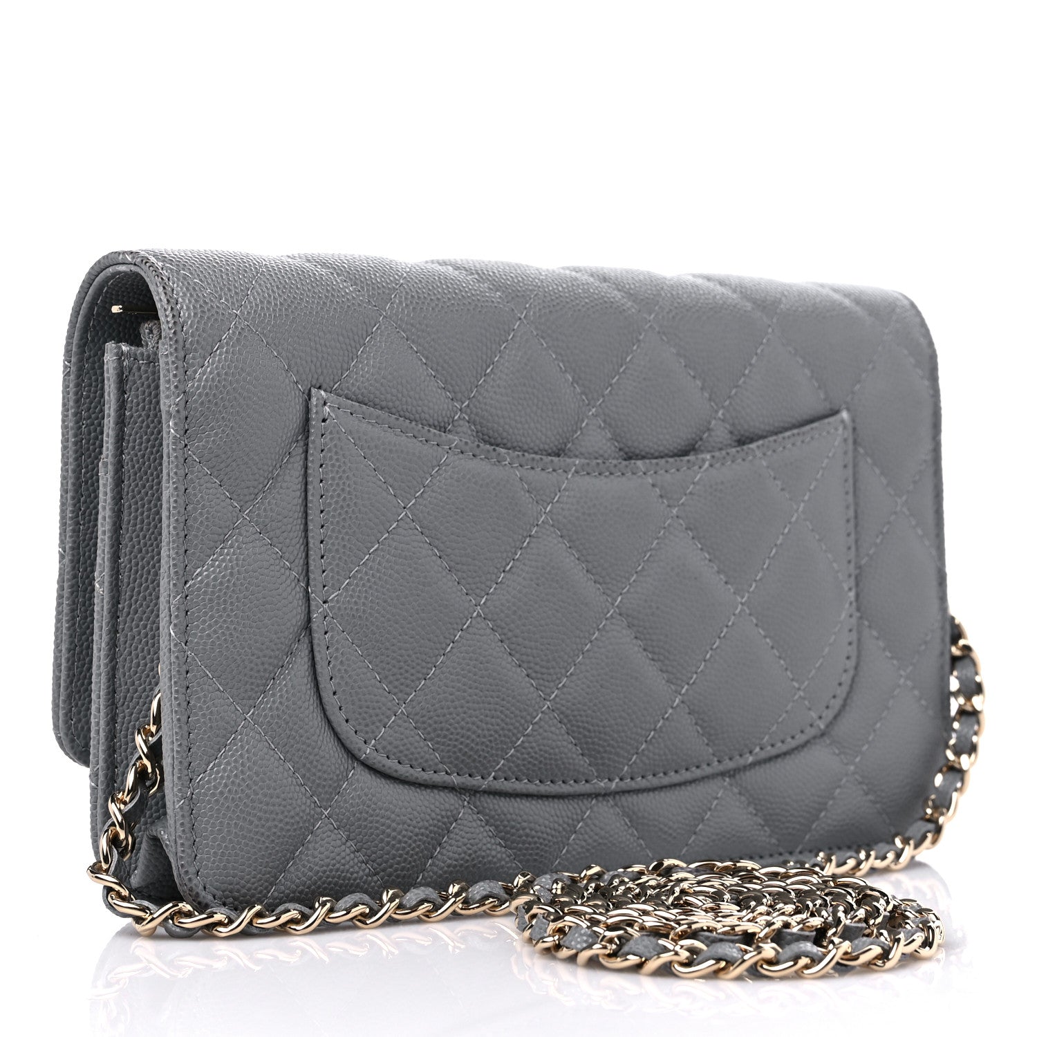 Chanel Caviar Quilted Wallet On Chain WOC Grey 3 of 11