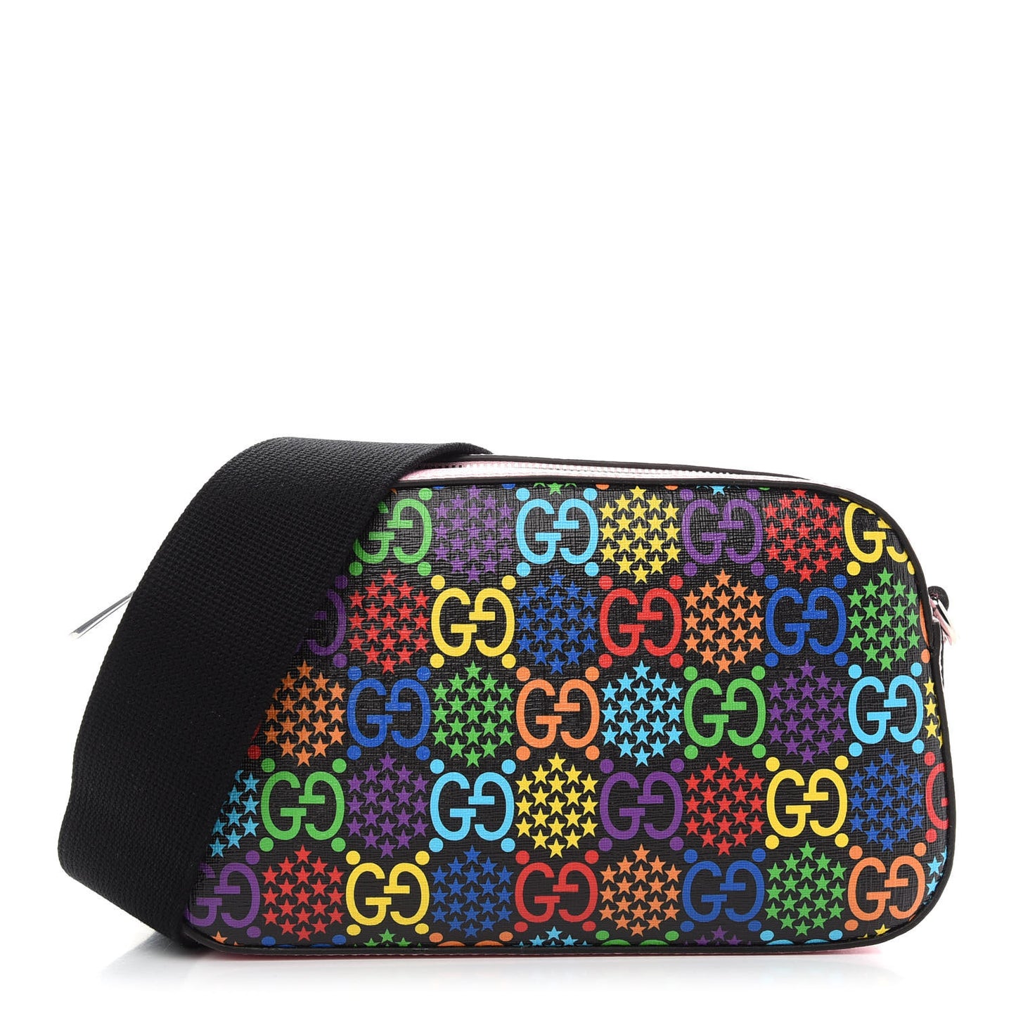 GG Supreme Monogram Psychedelic Shoulder Bag Black Multicolor Sugar Pink