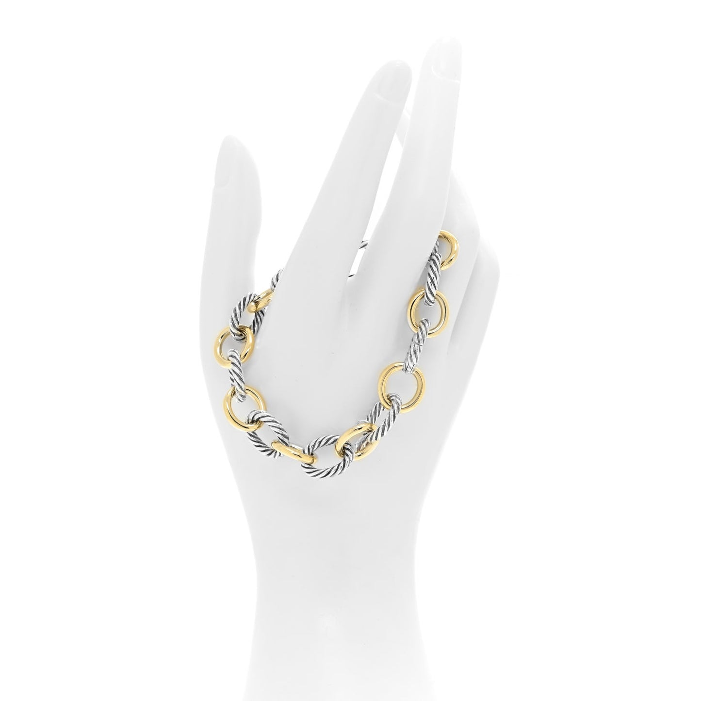 Sterling Silver 18K Yellow Gold 12mm Large Oval Link Bracelet