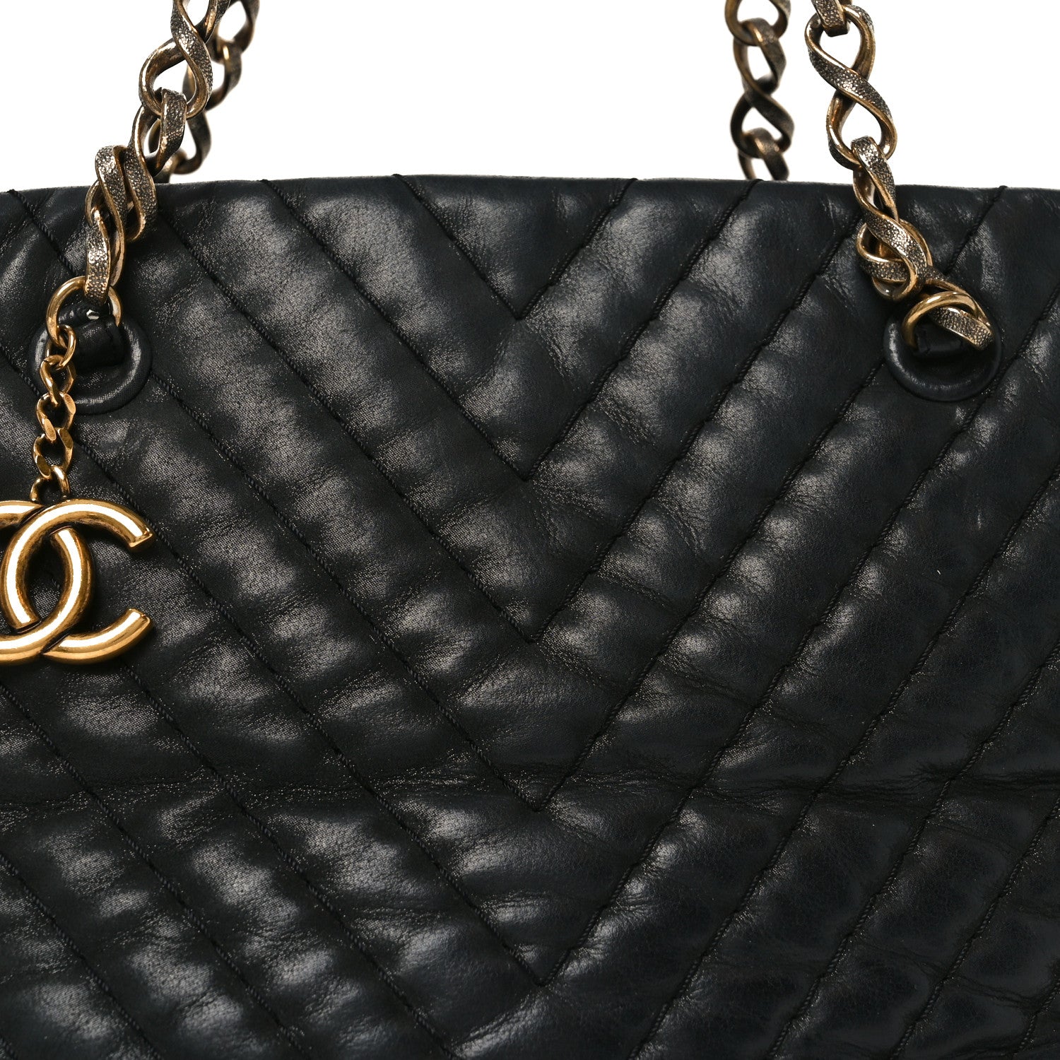 Chanel Calfskin Chevron Quilted Surpique Tote Black 8 of 10