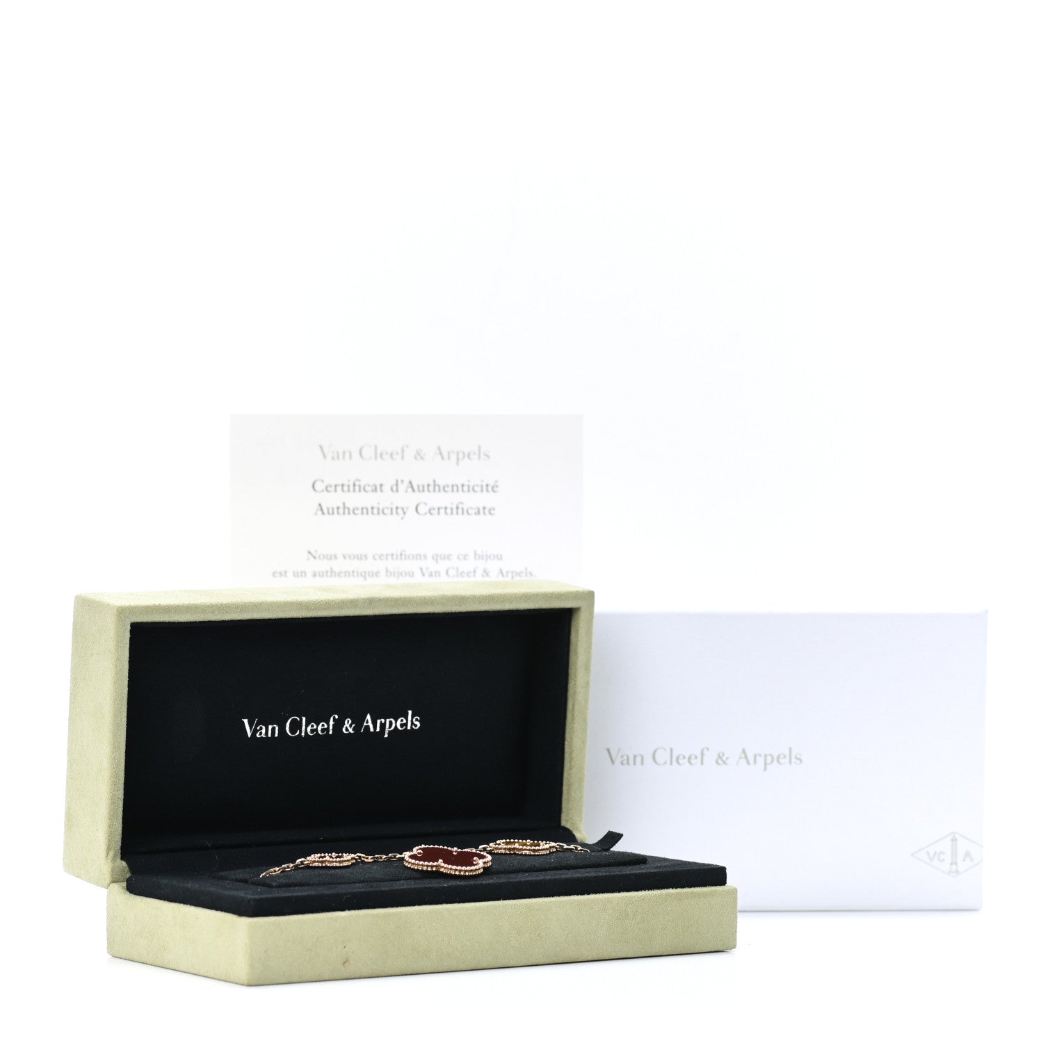 Van Cleef & Arpels 18K Yellow Gold Carnelian Tiger Eye 5 Motifs Magic Alhambra Bracelet 5 of 5
