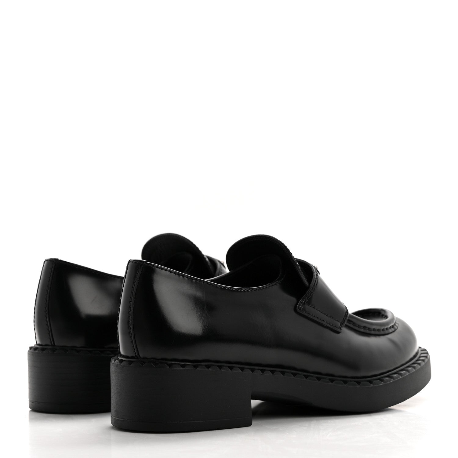 Prada Spazzolato Metal Triangle Logo 50mm Loafers 37 Black 4 of 9