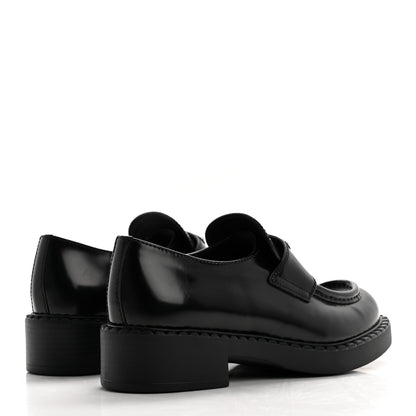 Prada Spazzolato Metal Triangle Logo 50mm Loafers 37 Black 4 of 9