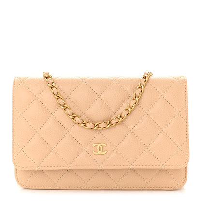 Chanel Caviar Quilted Wallet on Chain WOC Beige 1 of 14