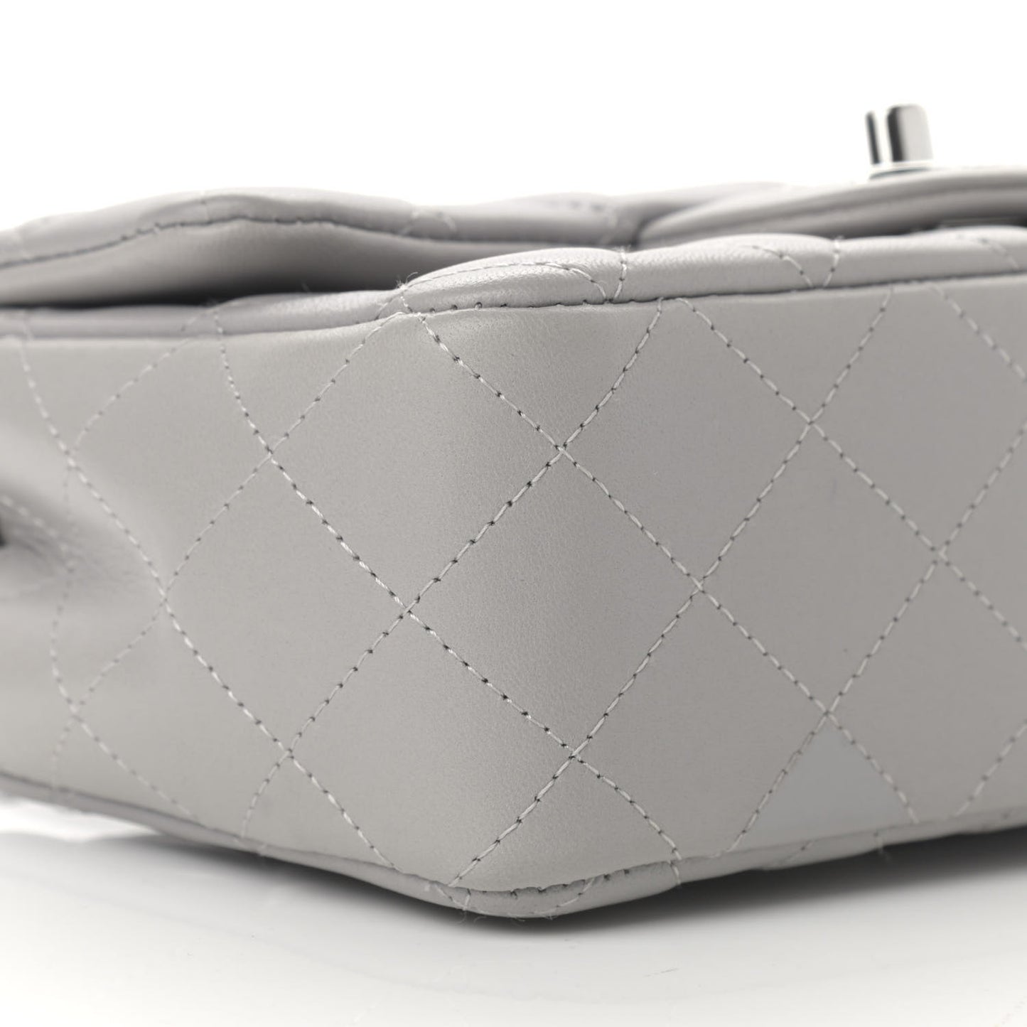 Lambskin Quilted Mini Rectangular Flap Grey