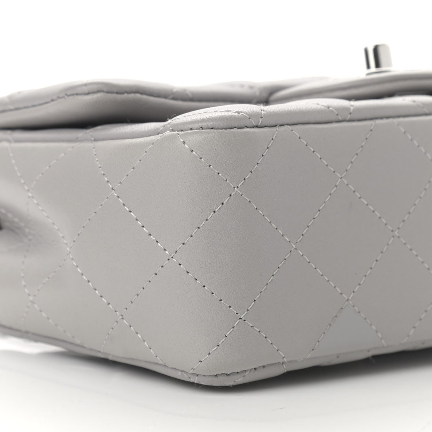 Chanel Lambskin Quilted Mini Rectangular Flap Grey 9 of 12