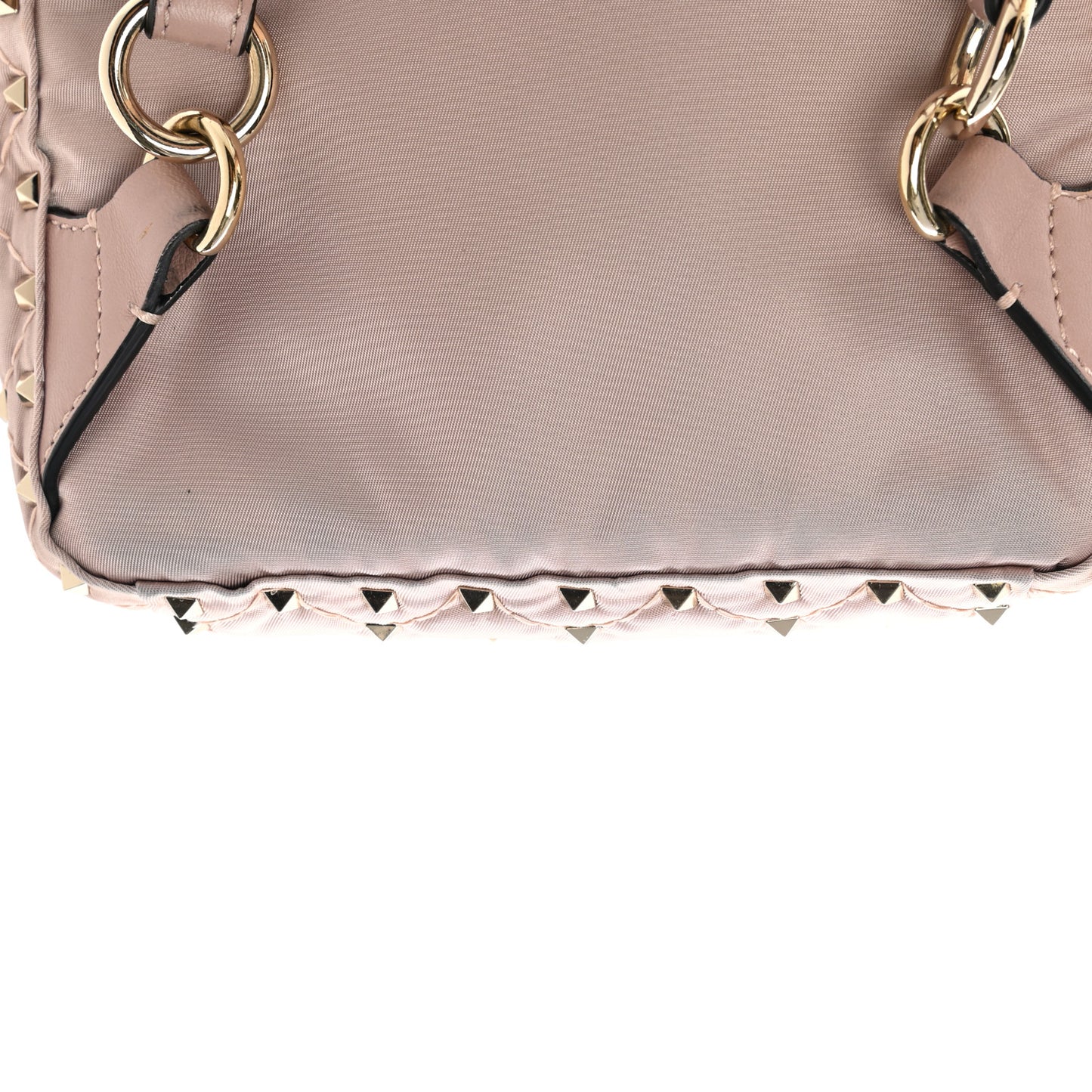 Nylon Quilted Mini Rockstud Spike Backpack Dusty Rose