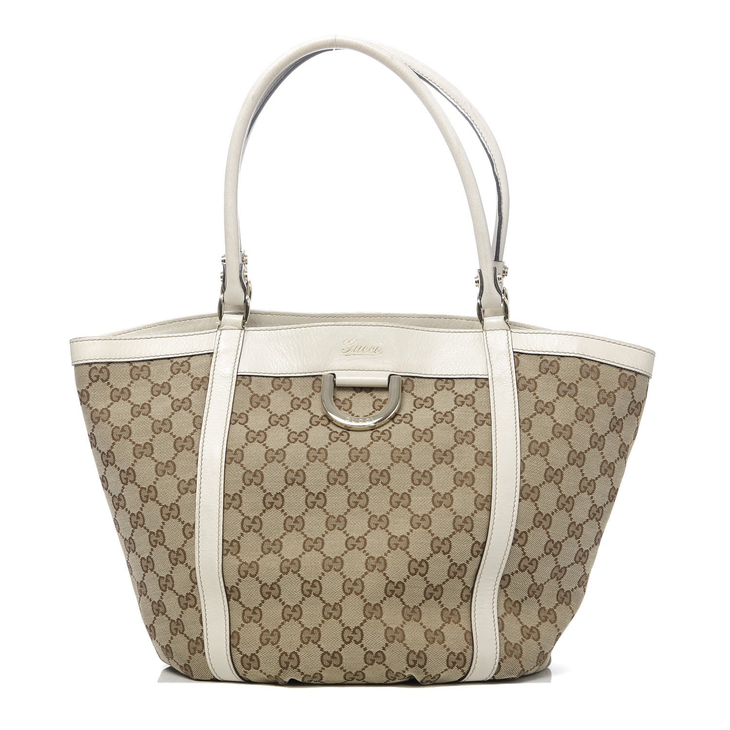 Gucci Monogram Medium D Gold Tote Bag White 1 of 14
