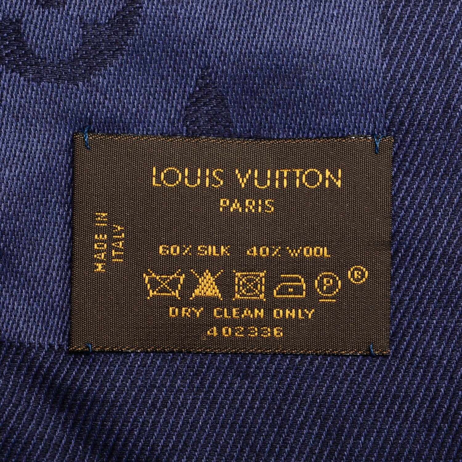 Louis Vuitton Wool Silk Monogram Shawl Blue Nuit 5 of 5
