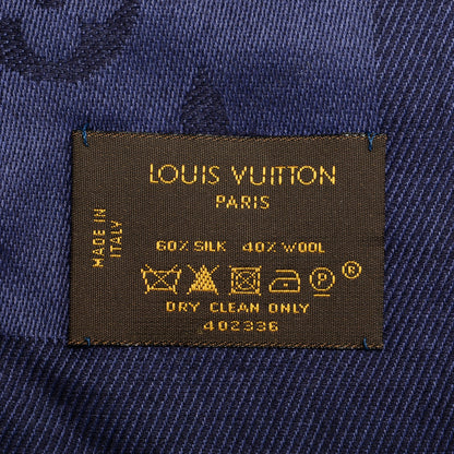 Louis Vuitton Wool Silk Monogram Shawl Blue Nuit 5 of 5