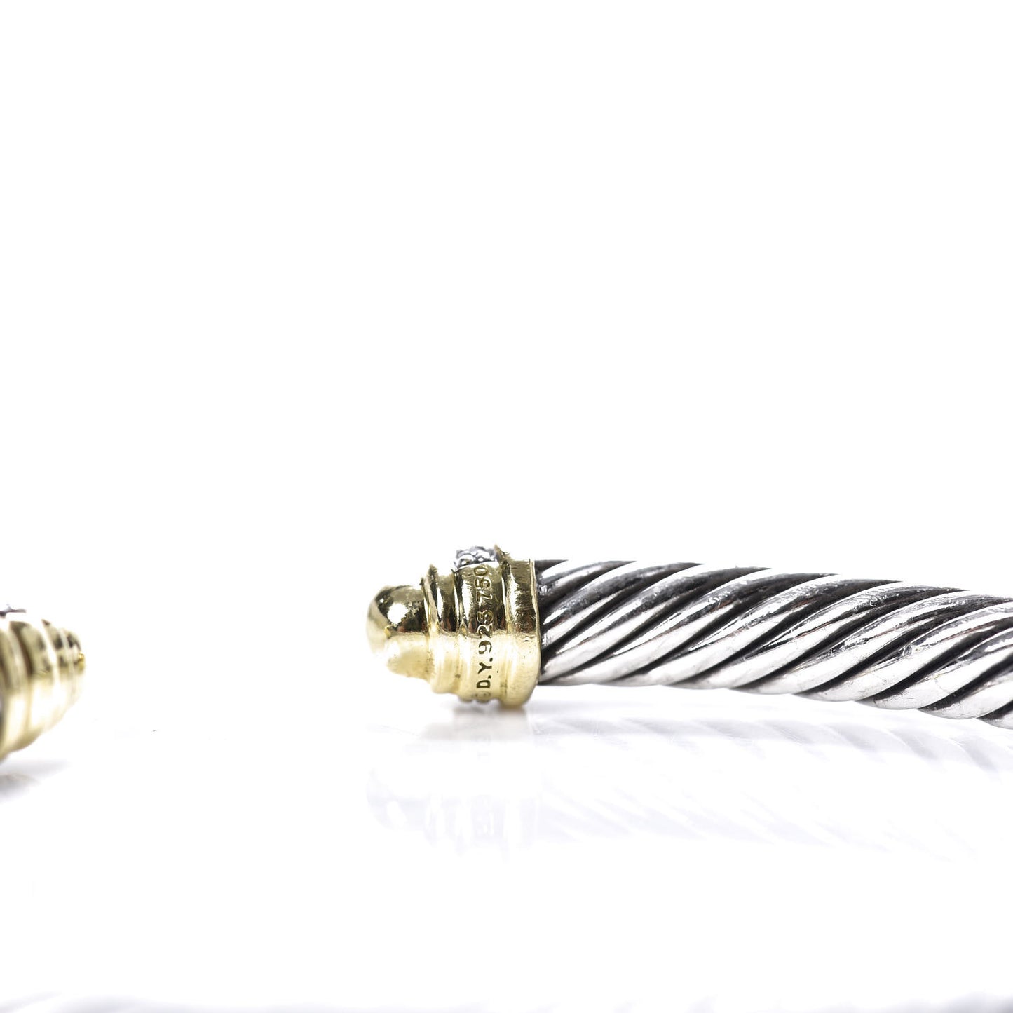 Sterling Silver 18K Yellow Gold Diamond 5mm Cable Classics Bracelet