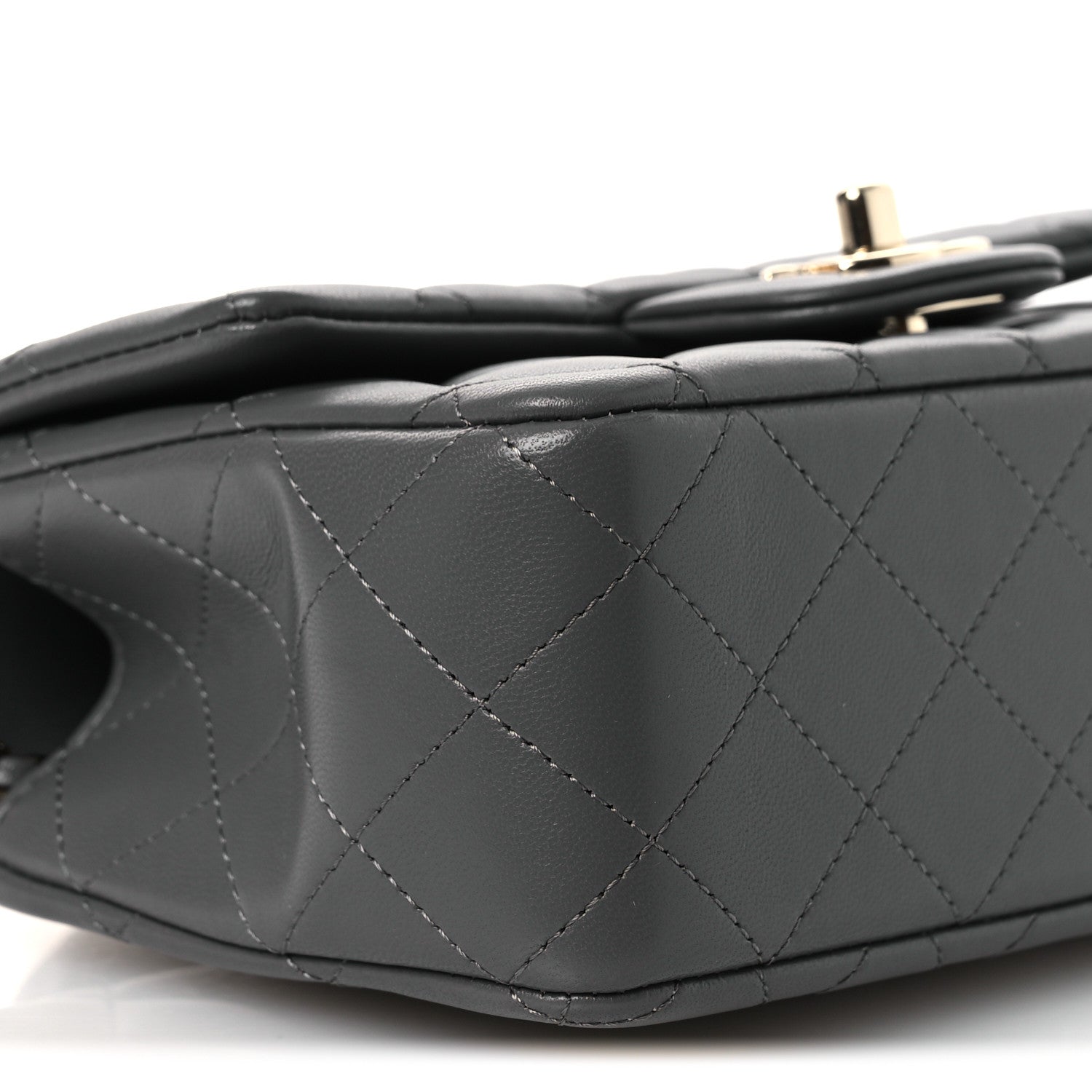 Chanel Lambskin Quilted Mini Top Handle Rectangular Flap Dark Grey 9 of 13