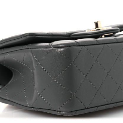Chanel Lambskin Quilted Mini Top Handle Rectangular Flap Dark Grey 9 of 13