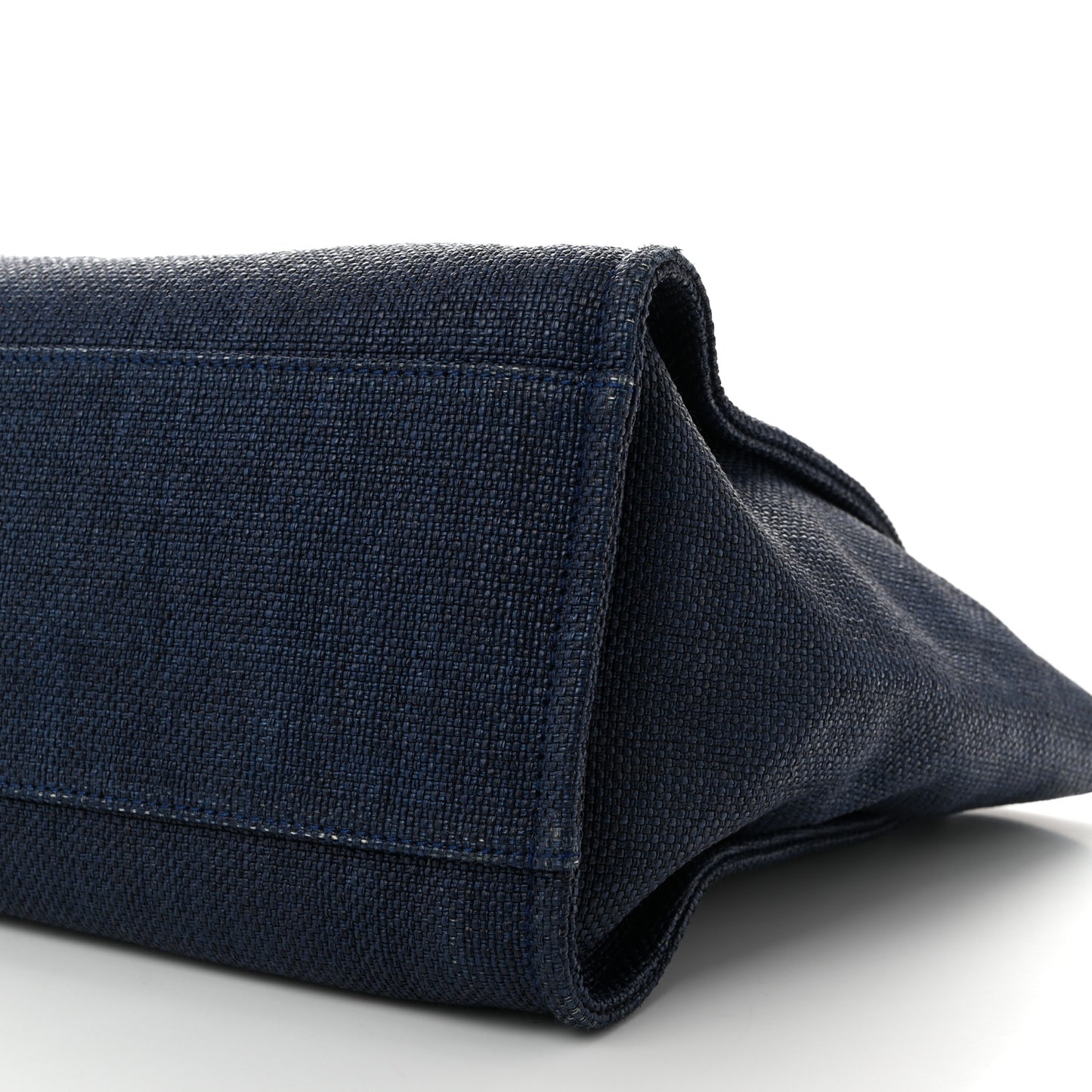 Woven Straw Raffia Medium Deauville Tote Navy