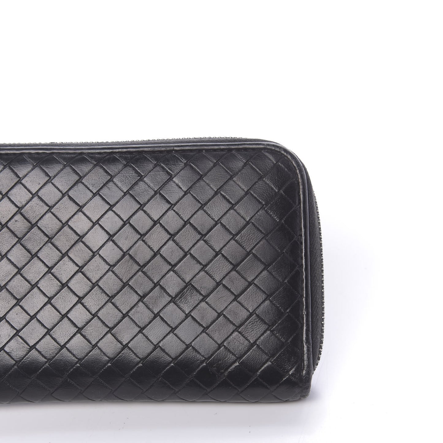 Nappa Intrecciato Zip Around Wallet Black