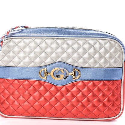 Gucci Laminated Nappa Trapuntata Small Zumi Shoulder Bag Rosso Marine Argento 8 of 10