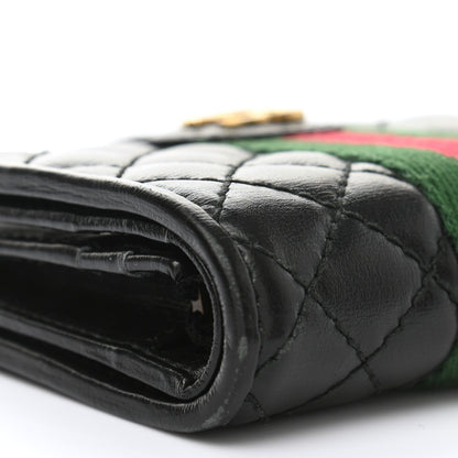Gucci Calfskin Web Trapuntata GG Marmont Card Case Wallet Black 10 of 11