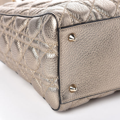 Christian Dior Metallic Grained Calfskin Cannage Small Supple Lady Dior Pale Gold 9 of 10