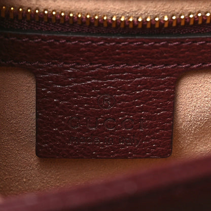 Gucci GG Supreme Monogram Textured Dollar Calfskin Web Small Ophidia Padlock Top Handle Bag Bordeaux 6 of 10