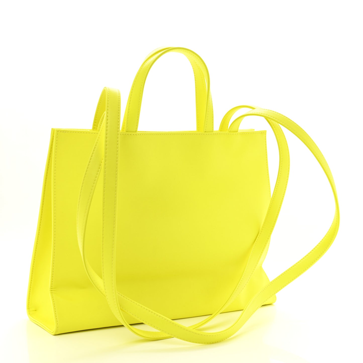 Vegan Leather Medium Shopping Bag Highlighter Yellow
