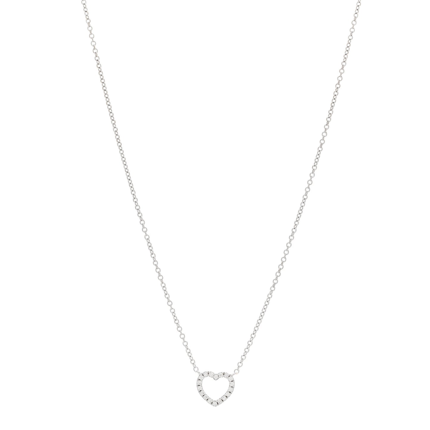 18K White Gold Diamond Metro Heart Pendant Necklace