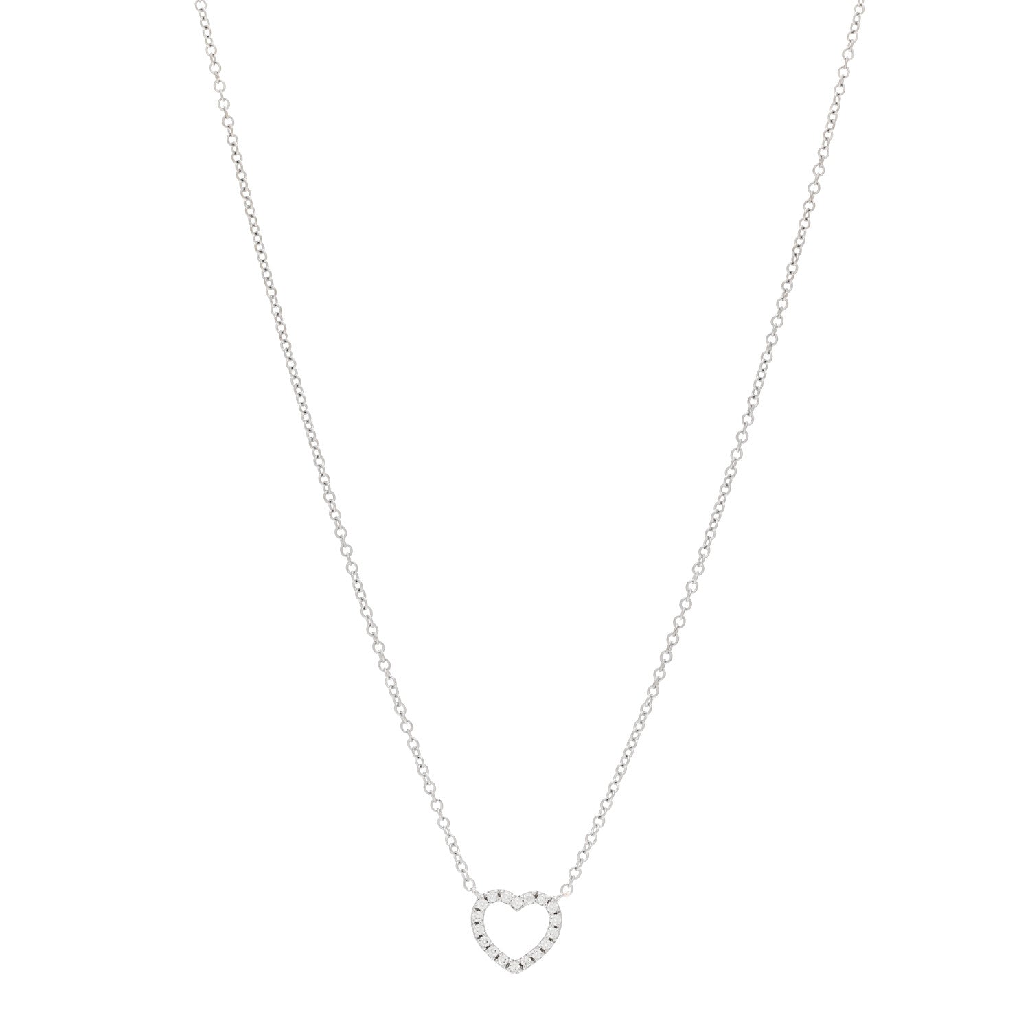Tiffany 18K White Gold Diamond Metro Heart Pendant Necklace 1 of 4