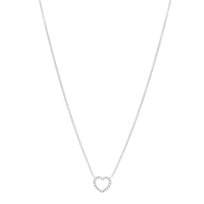 Tiffany 18K White Gold Diamond Metro Heart Pendant Necklace 1 of 4