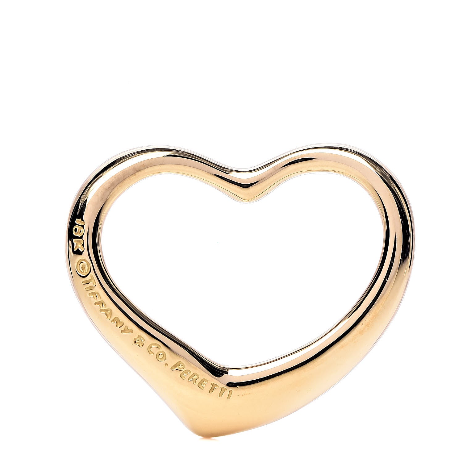Tiffany 18K Yellow Gold 22mm Elsa Peretti Open Heart Pendant 1 of 3