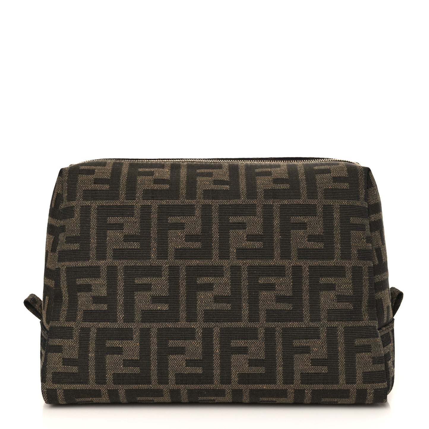 Fabric Jacquard FF 1974 Medium Trapezoid Beauty Pouch Tobacco Moro Black