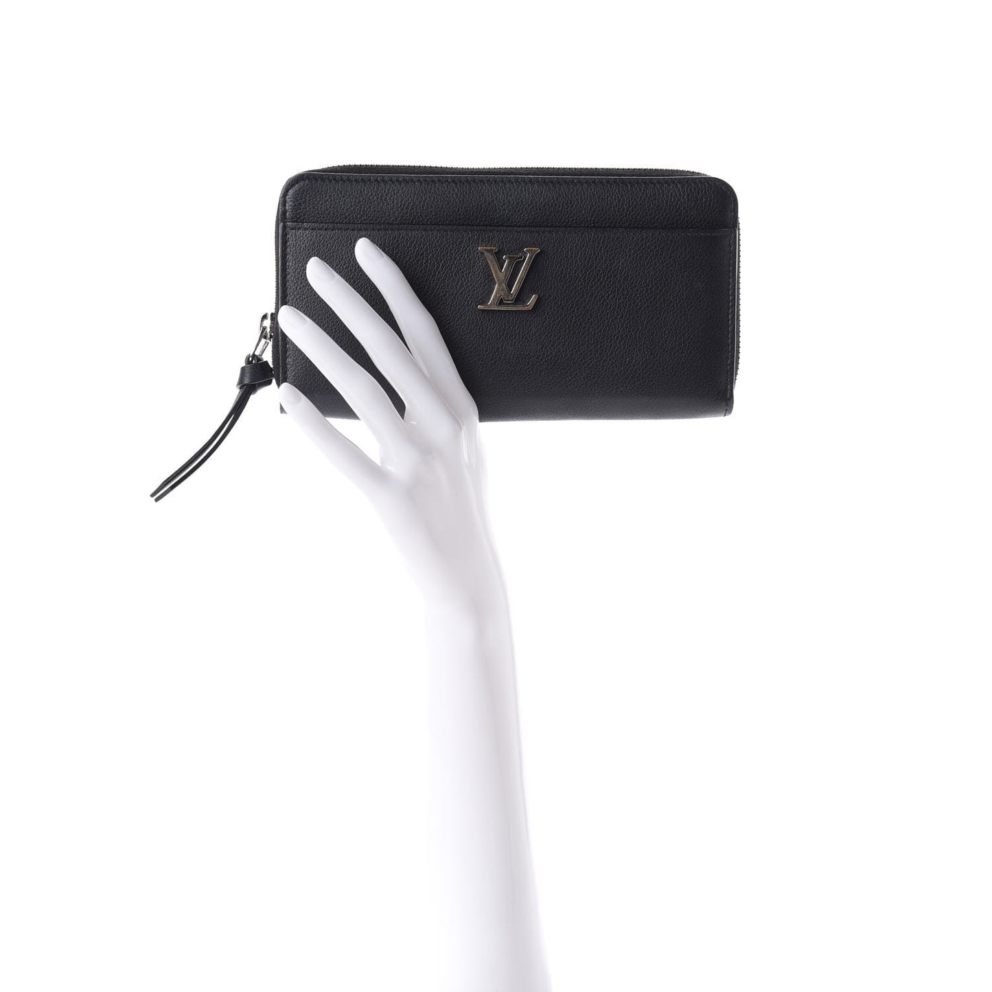 Calfskin Zippy Lockme Wallet Black