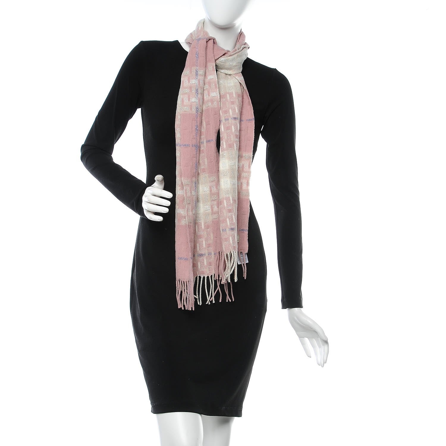 Burberry Merino Wool Cashmere Check Scarf Pink 2 of 6