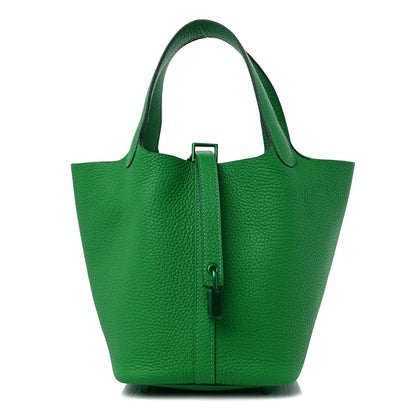 Hermes Taurillon Clemence Monochrome Picotin Lock 18 PM Bambou 1 of 10