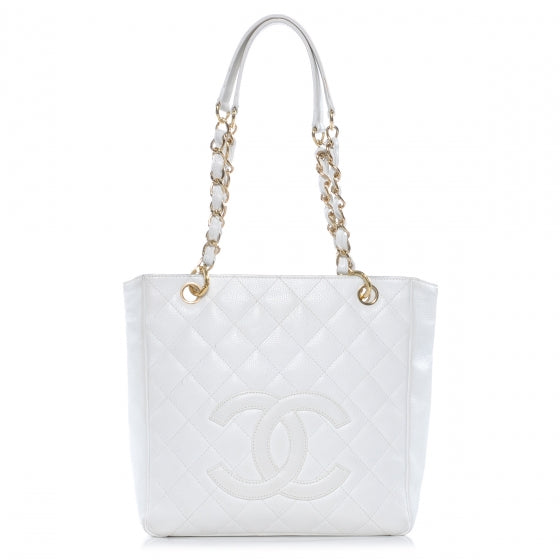 Chanel Caviar Petit Shopping Tote PST White 1 of 7