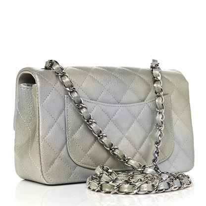 Chanel Metallic Goatskin Quilted Ombre Mini Rectangular Flap Grey Green 3 of 10