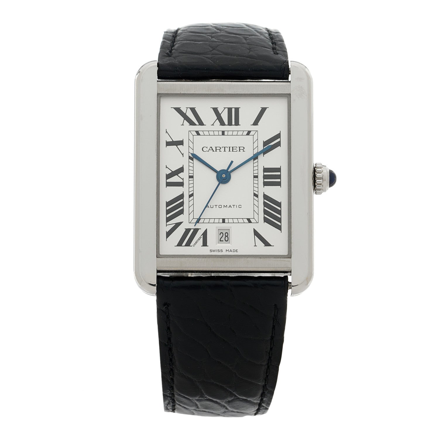 Cartier Stainless Steel Alligator 31mm Tank Solo Automatic Watch 1 of 5