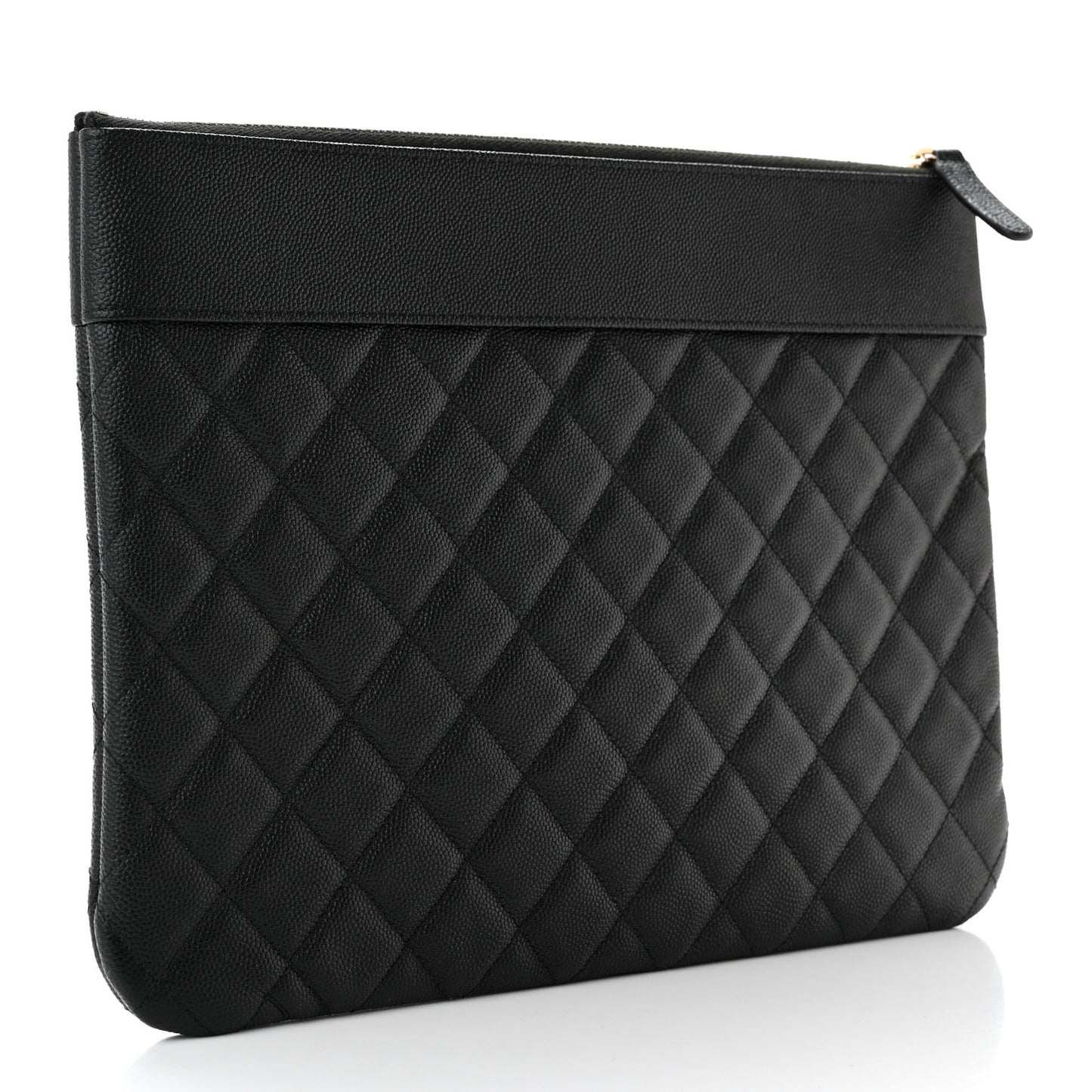 Caviar Quilted Mademoiselle Vintage Large Zip Pouch Black