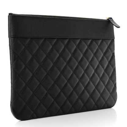 Chanel Caviar Quilted Mademoiselle Vintage Large Zip Pouch Black 3 of 11