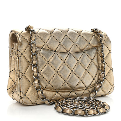 Chanel Metallic Lambskin Quilted Side Stitch Mini Rectangular Flap Gold 3 of 13