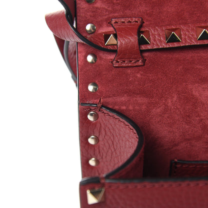 Valentino Garavani Pebbled Calfskin Medium Rockstud Flip Lock Crossbody Bag Rubino 6 of 10