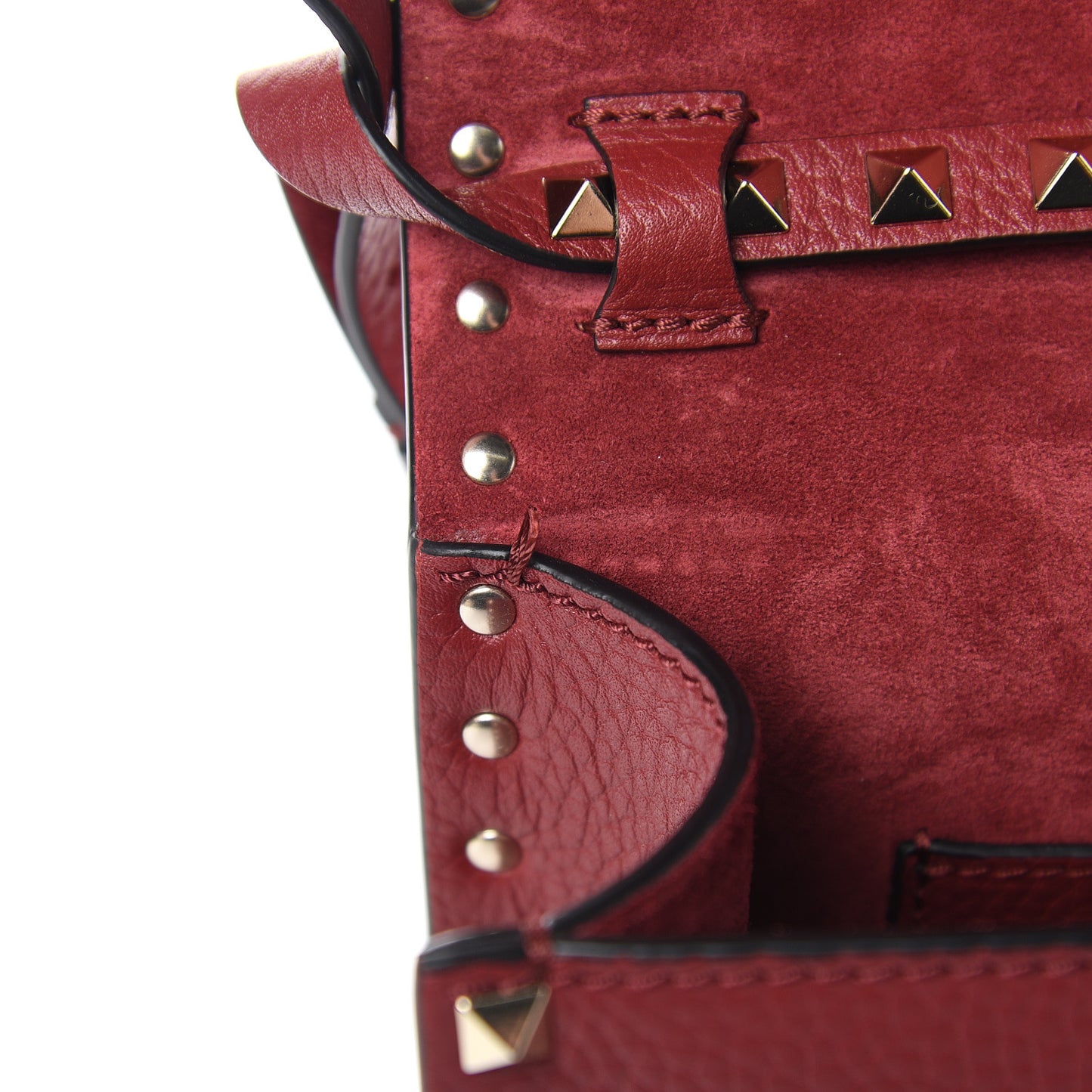 Pebbled Calfskin Medium Rockstud Flip Lock Crossbody Bag Rubino