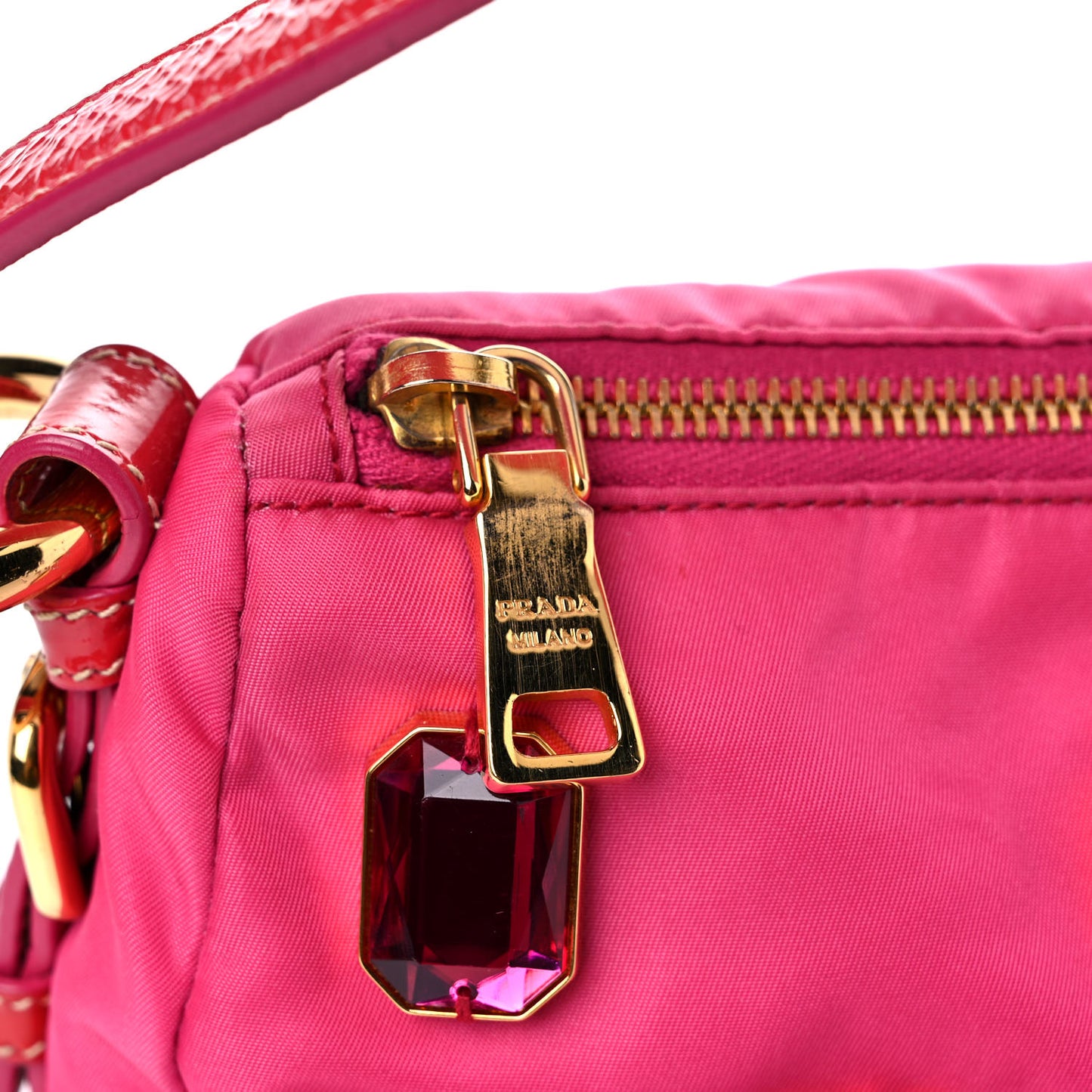 Tessuto Nylon Pietre Jeweled Shoulder Bag Fuxia