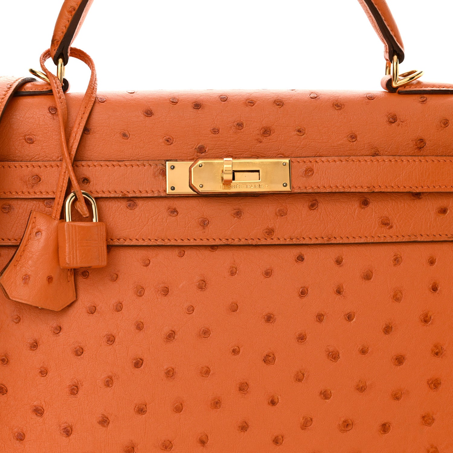 Hermes Ostrich Kelly Sellier 32 Orange 8 of 13