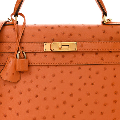Hermes Ostrich Kelly Sellier 32 Orange 8 of 13