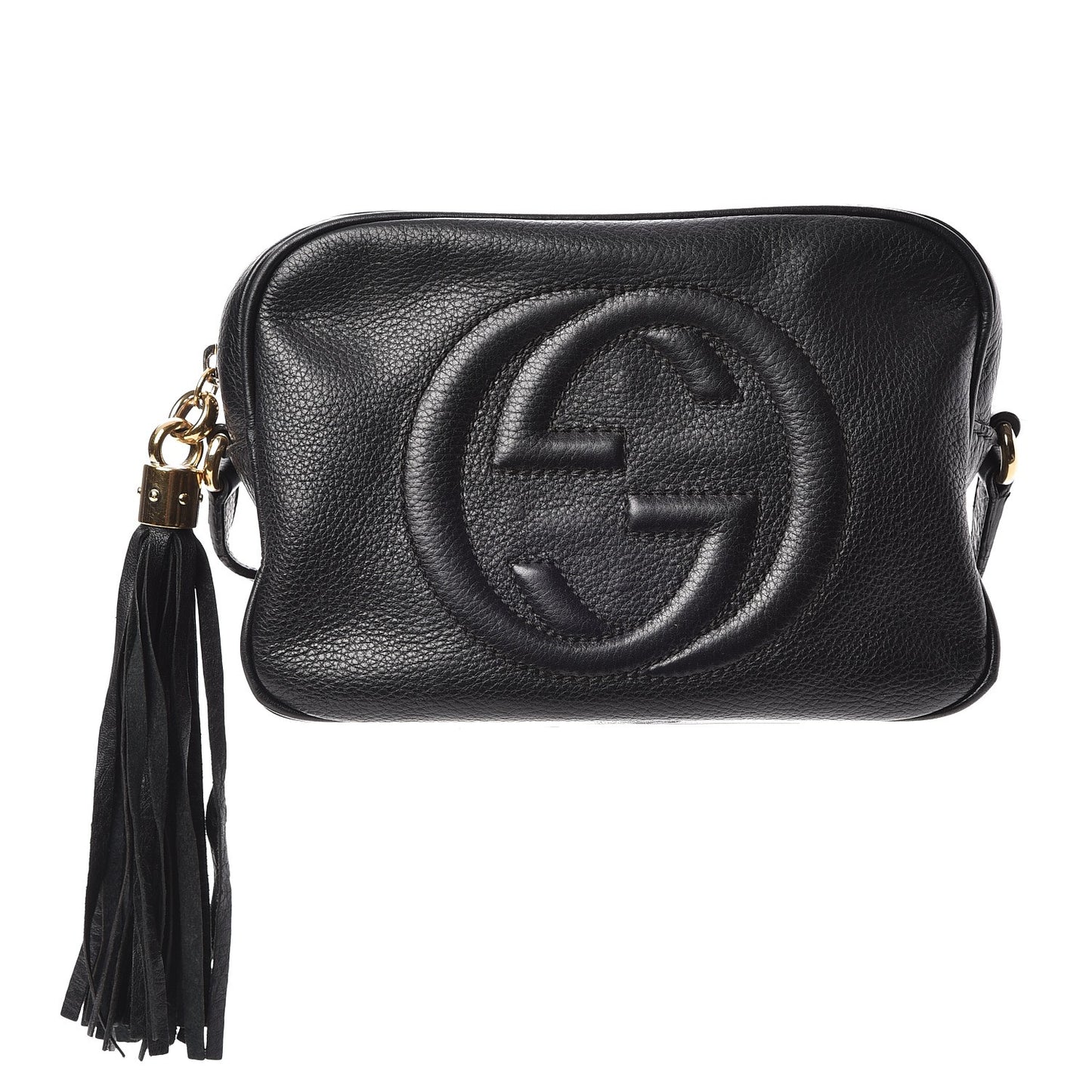 Pebbled Calfskin Small Soho Disco Bag Black