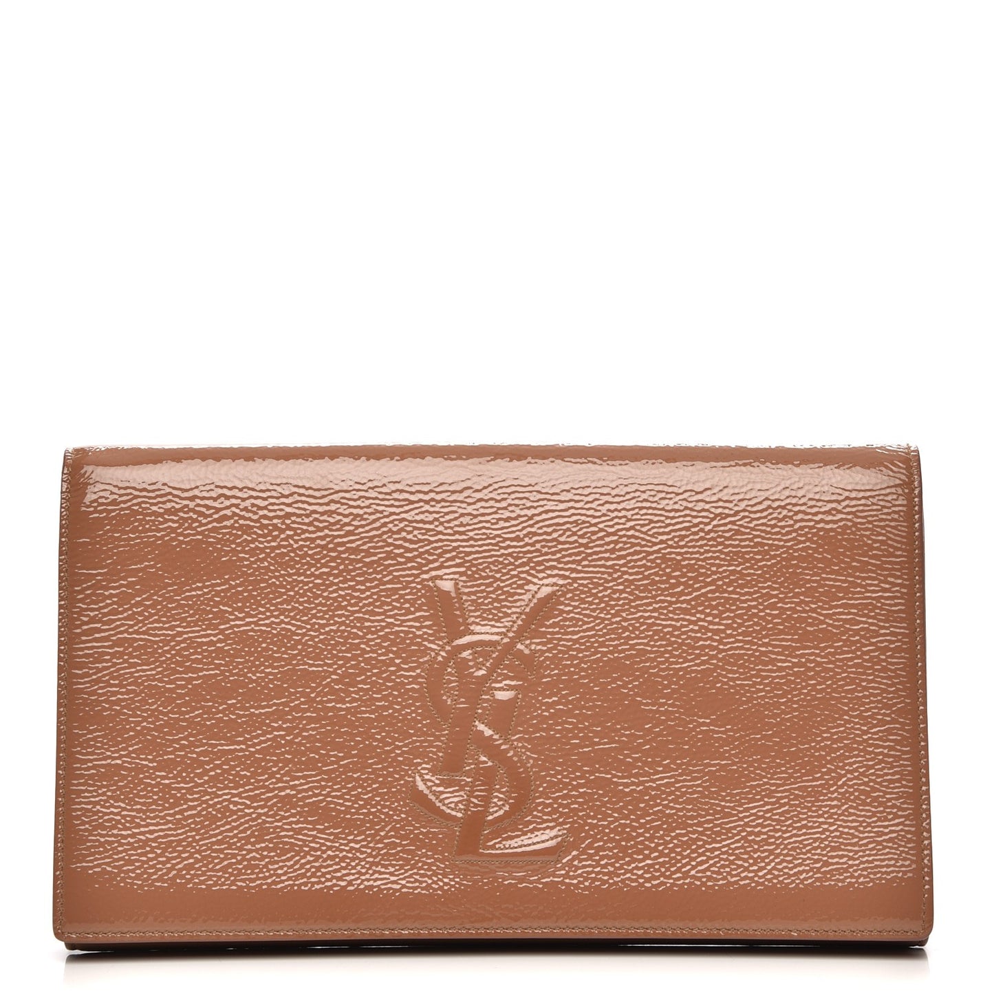 Textured Patent Calfskin Monogram Large Belle De Jour Clutch Nude